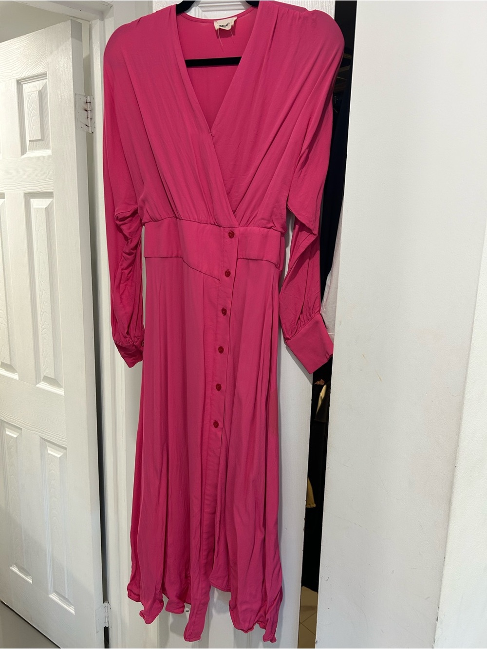 BELAIR Paris Women's Fuchsia Button-Front Midi Dress